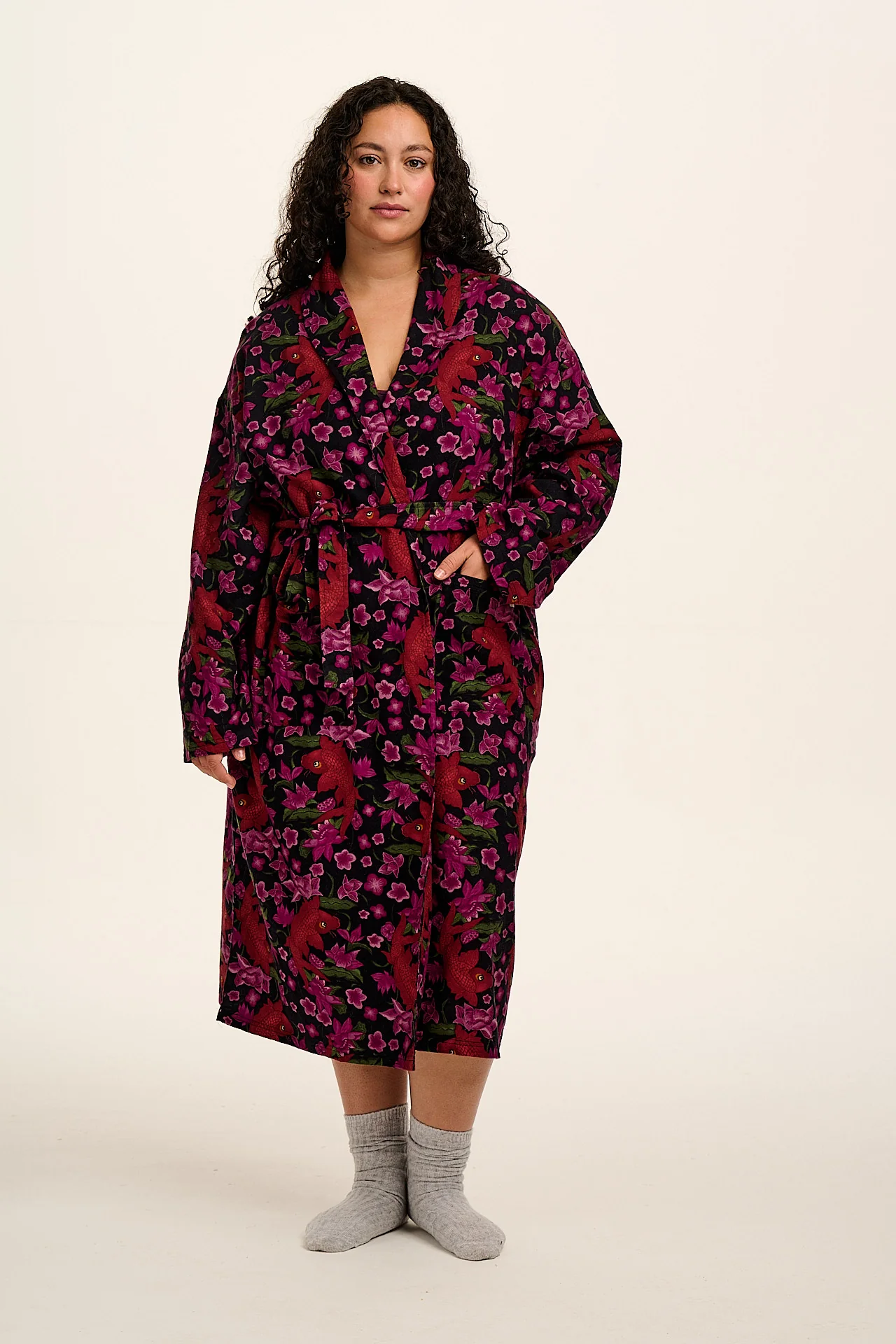 Braydon - Brushed Cotton Robe in Pink Koi - Image 6