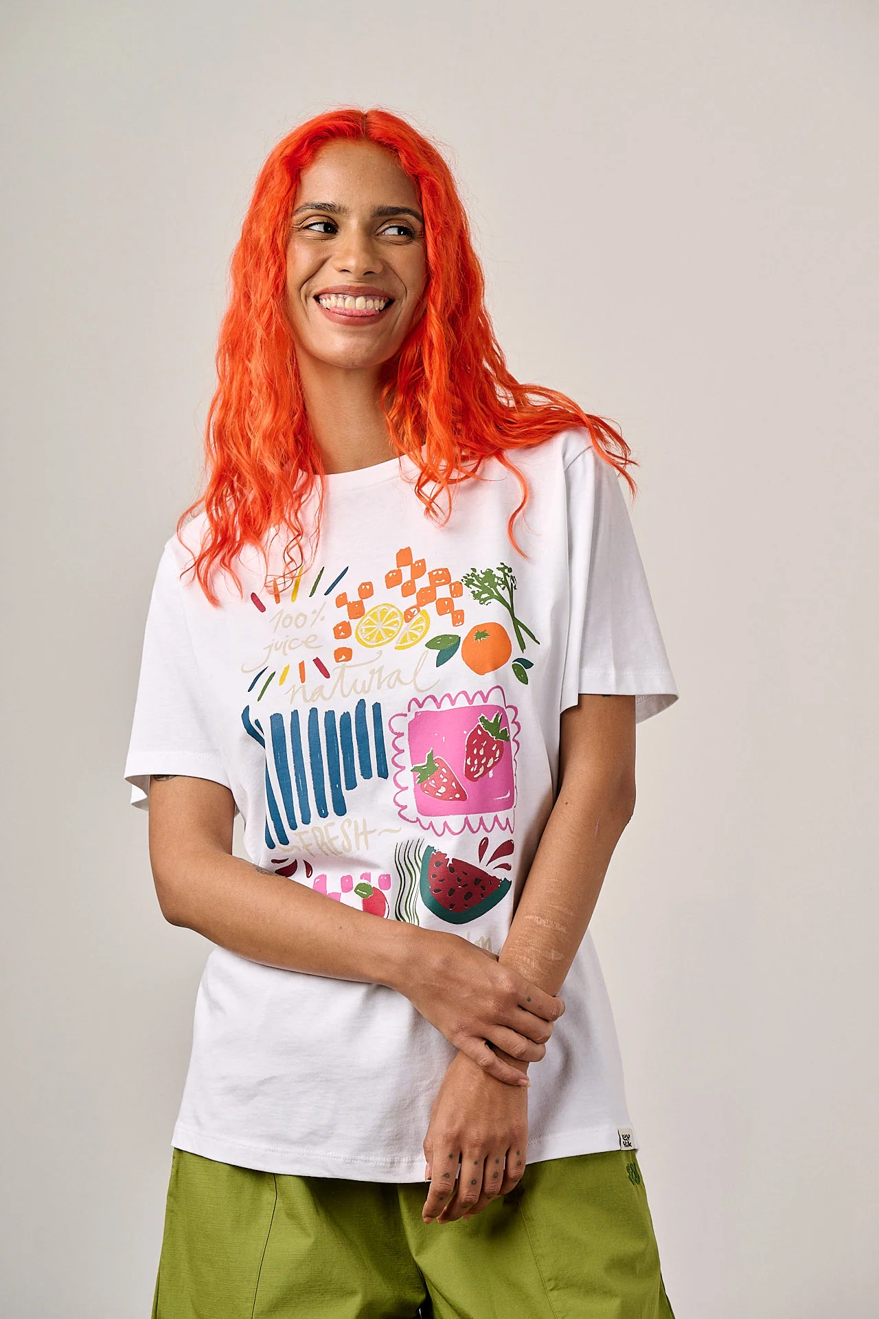 Denver - Cotton T-Shirt in White - Juice Print - Image 4