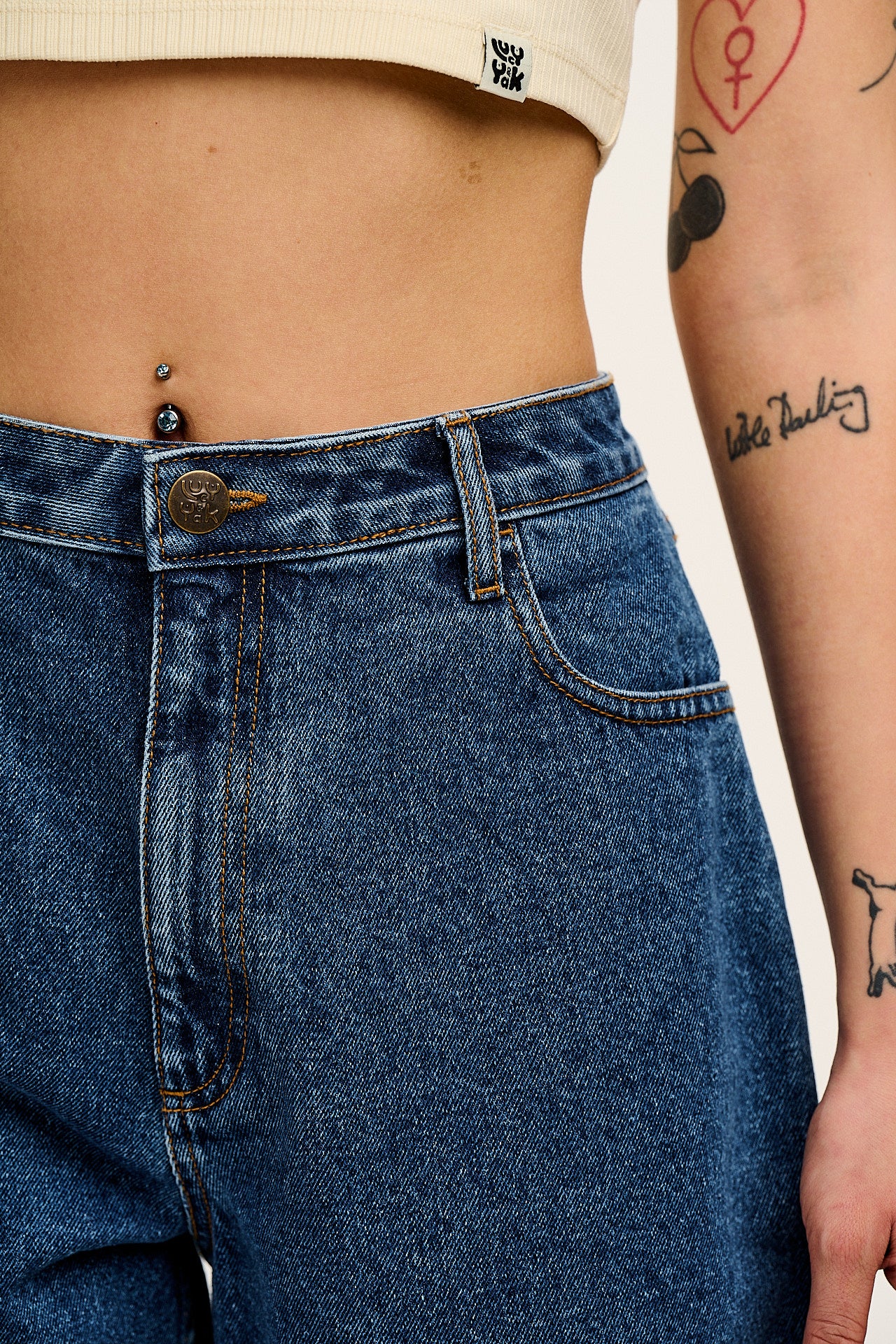 Lexi - High Waist Denim Shorts in Mid Wash Blue - Image 4