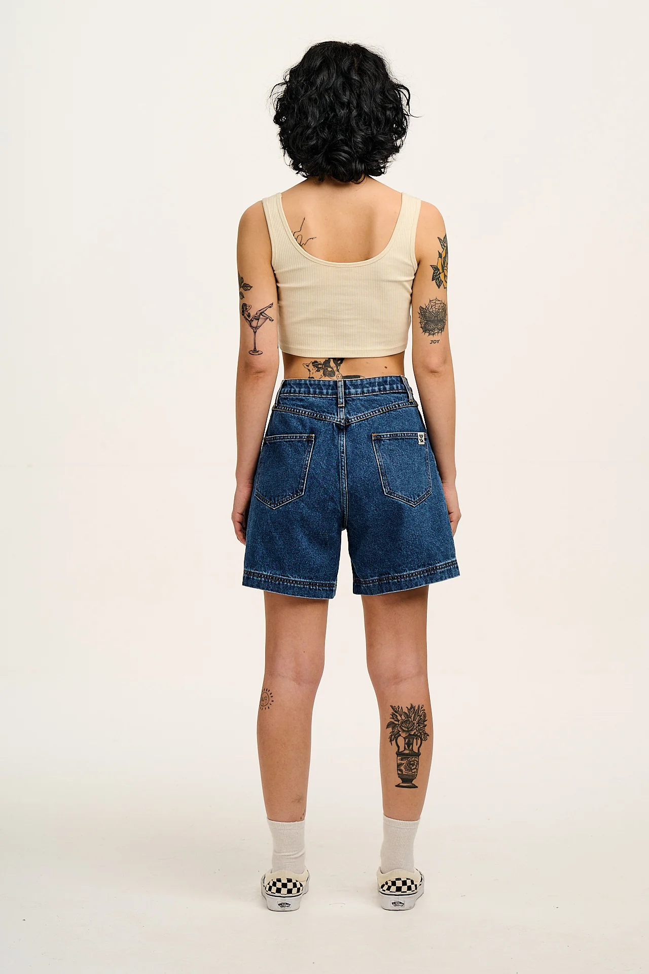 Lexi - High Waist Denim Shorts in Mid Wash Blue - Image 6
