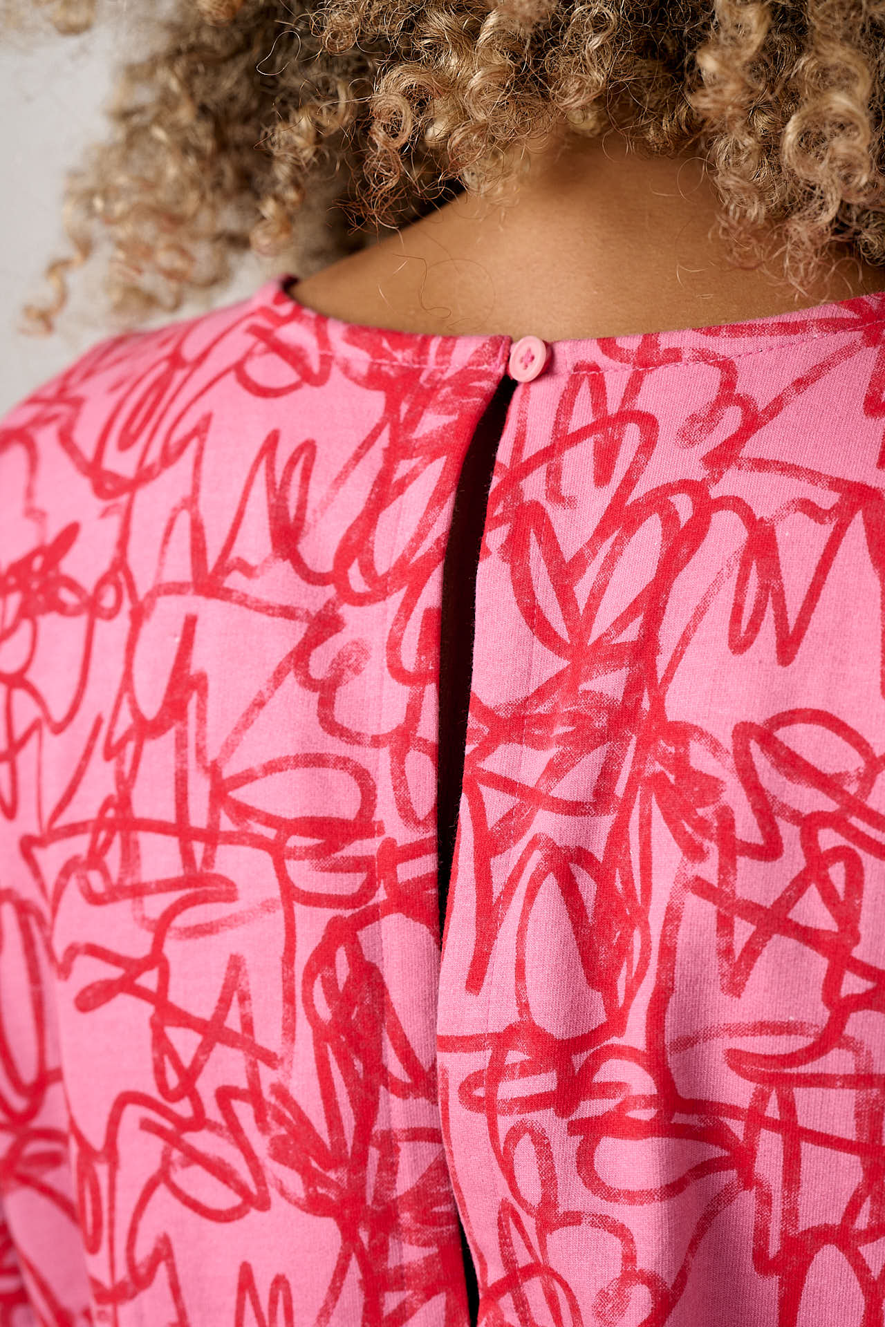 Nova - Barrel Leg Cotton Jersey Jumpsuit in Pink Graffiti - Image 3