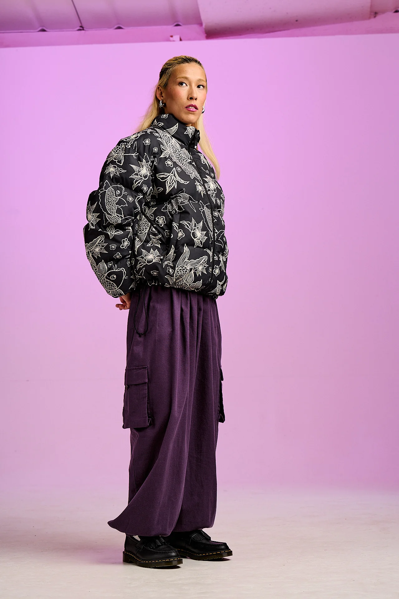Paloma - Puffer Jacket in Koi Print - Image 3