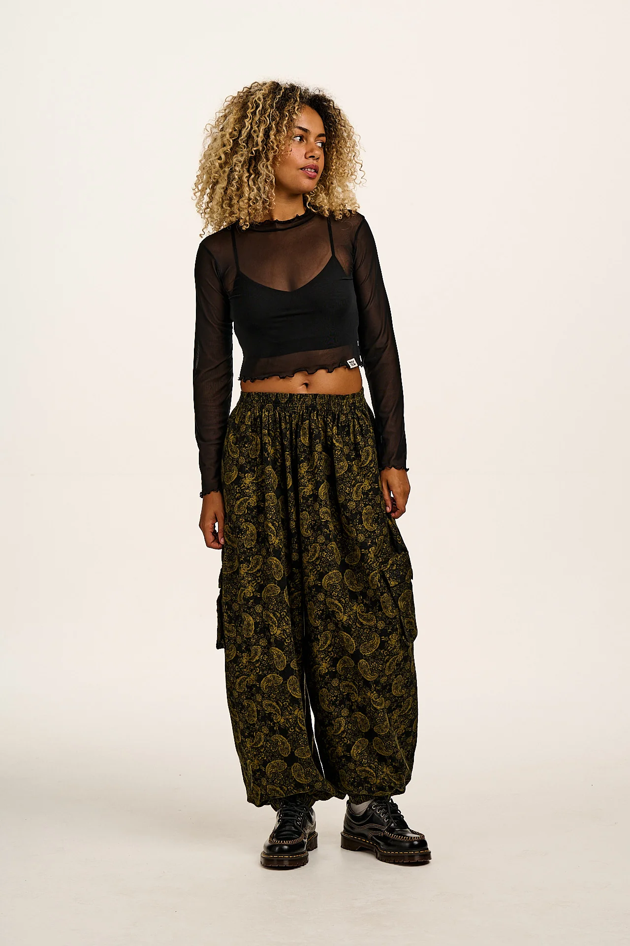 Perrie - Long Sleeve Mesh Top in Black - Image 7