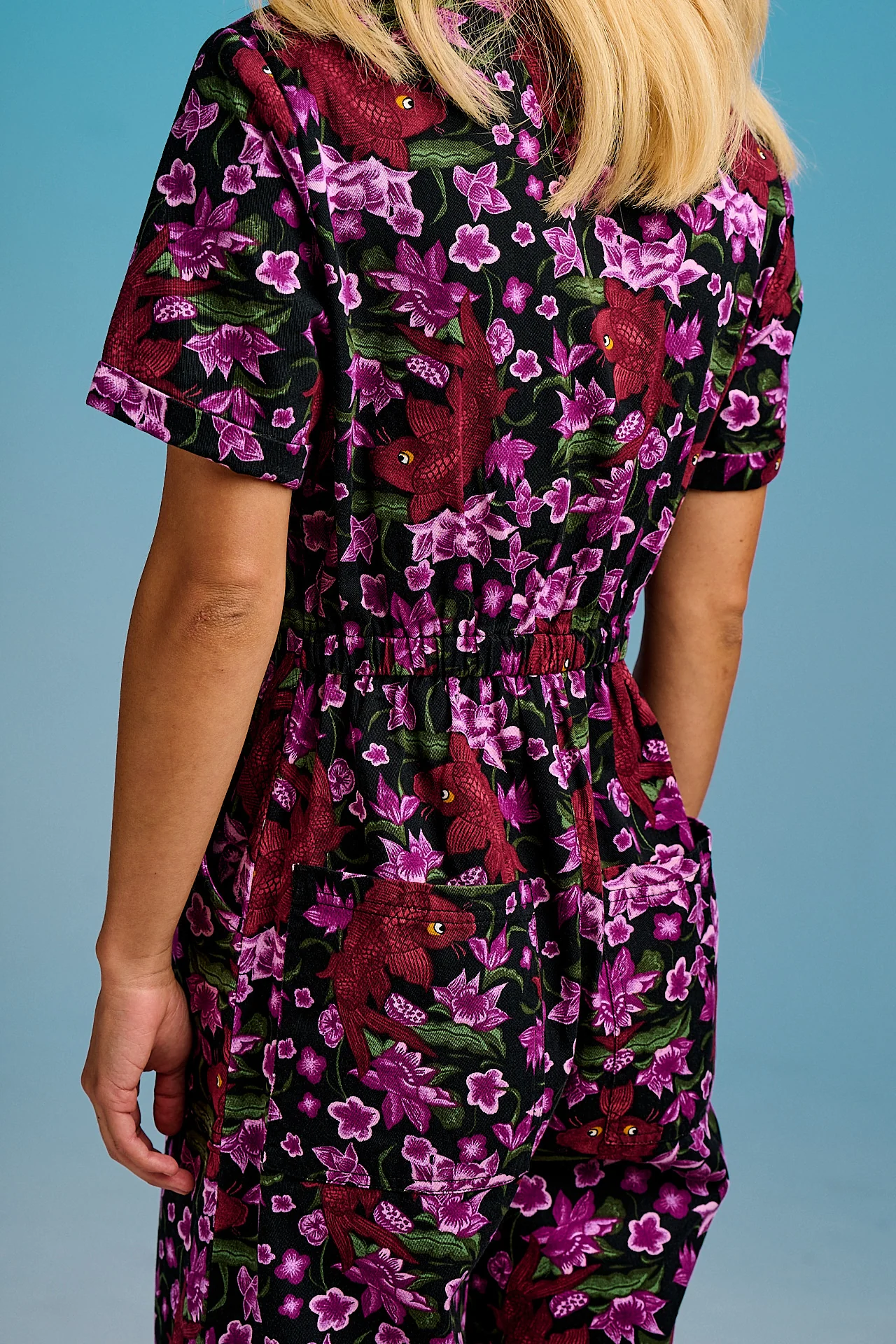 Ragan - Cotton Jumpsuit in Pink Koi - Image 7