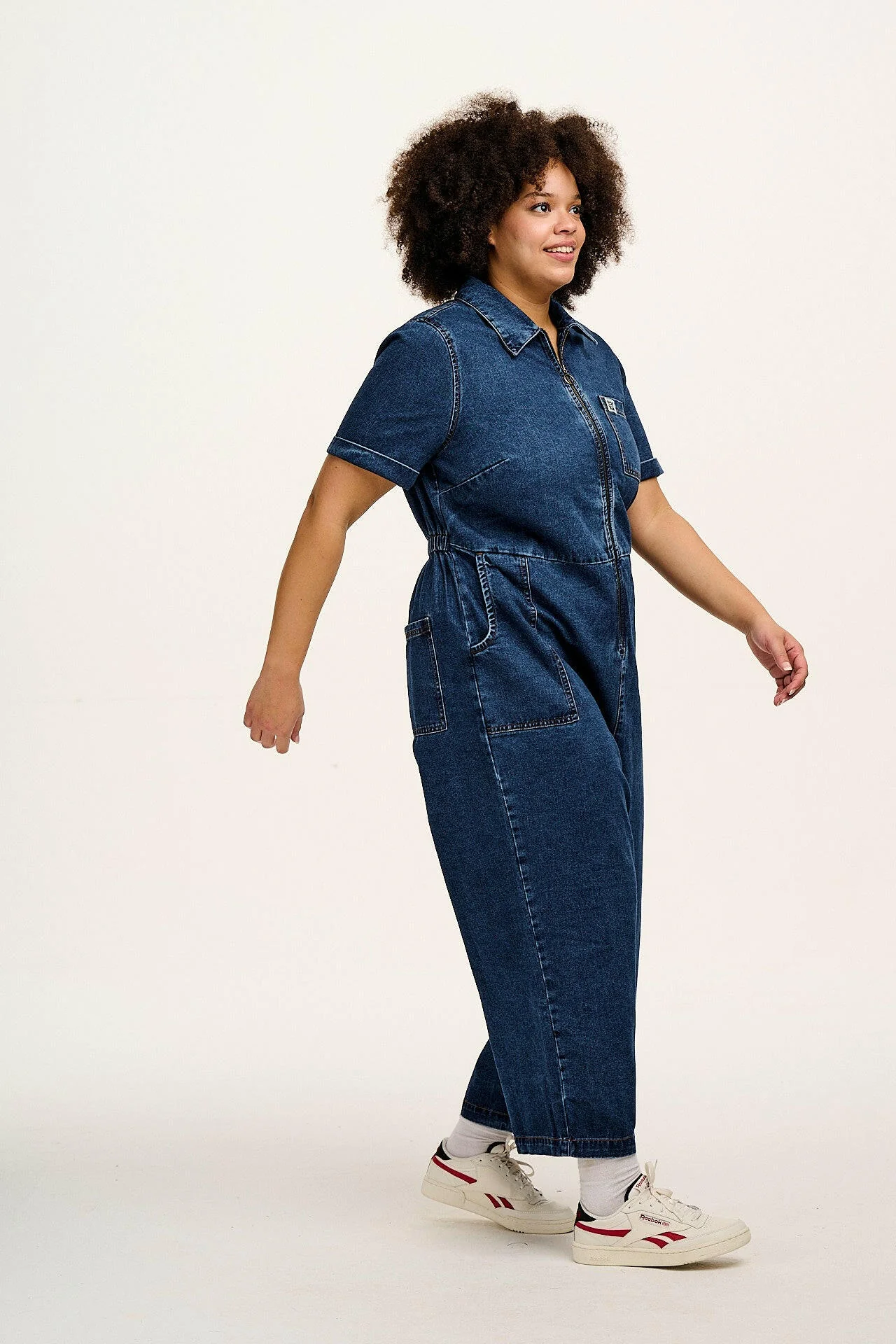 Ragan - Denim Jumpsuit in Mid Wash Blue - Image 11
