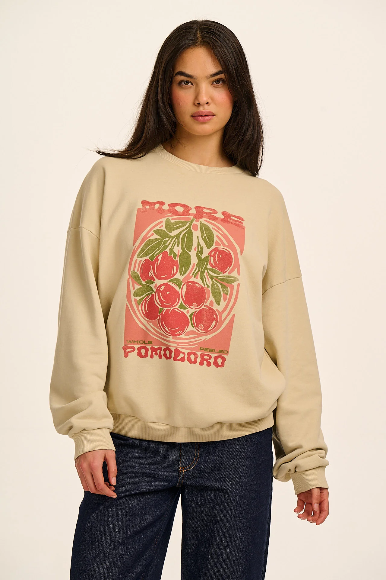 Sutton - Cotton Oversized Sweatshirt in Pomodoro - Image 3