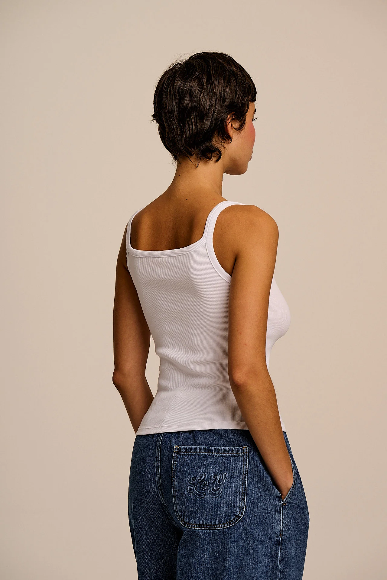 Tully - Cotton Strappy Vest in White - Image 5