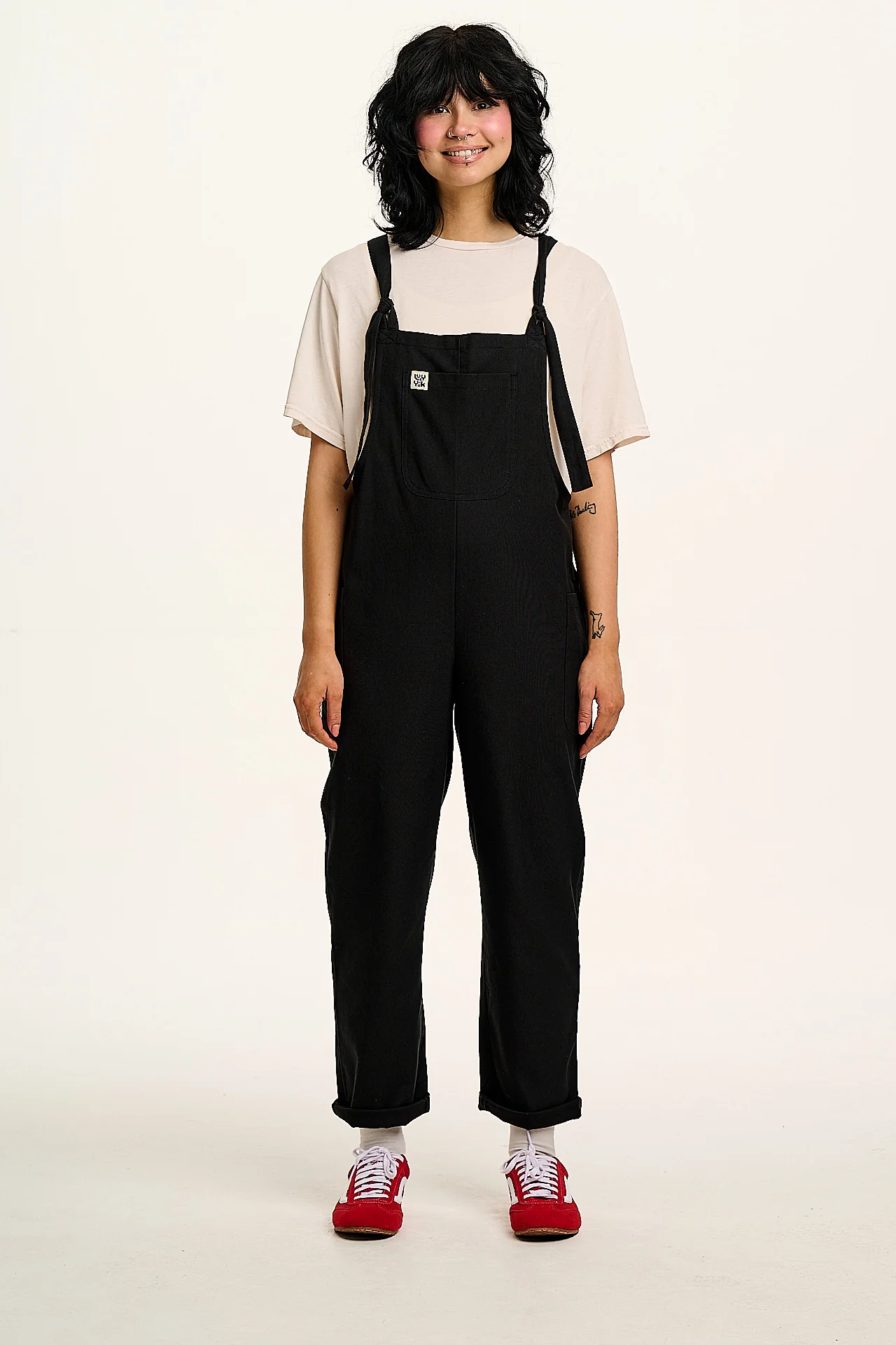 Una - Cotton Dungarees in Black - Image 6