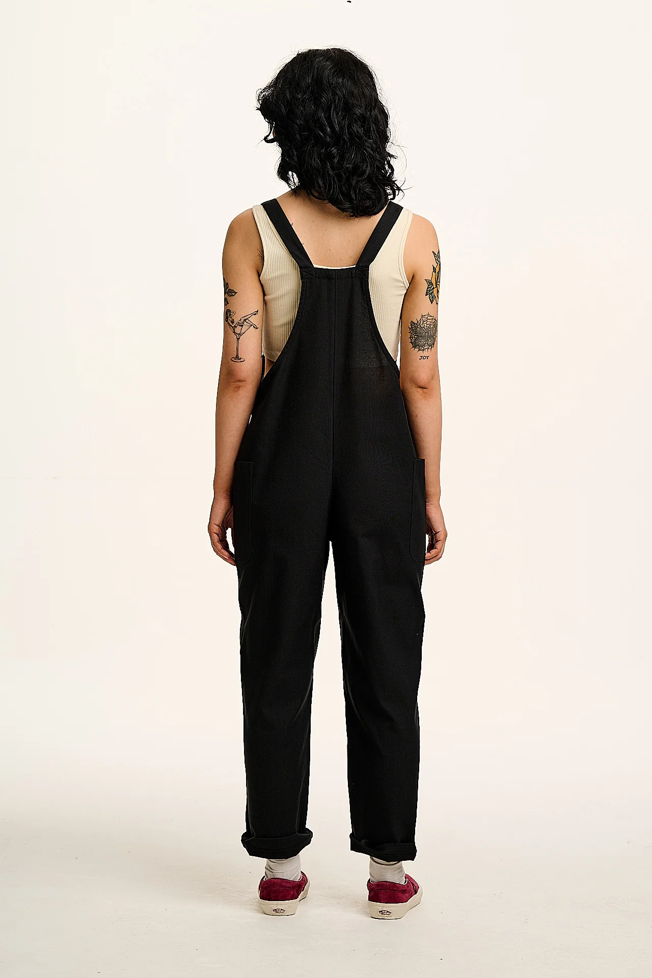 Una - Cotton Dungarees in Black - Image 7